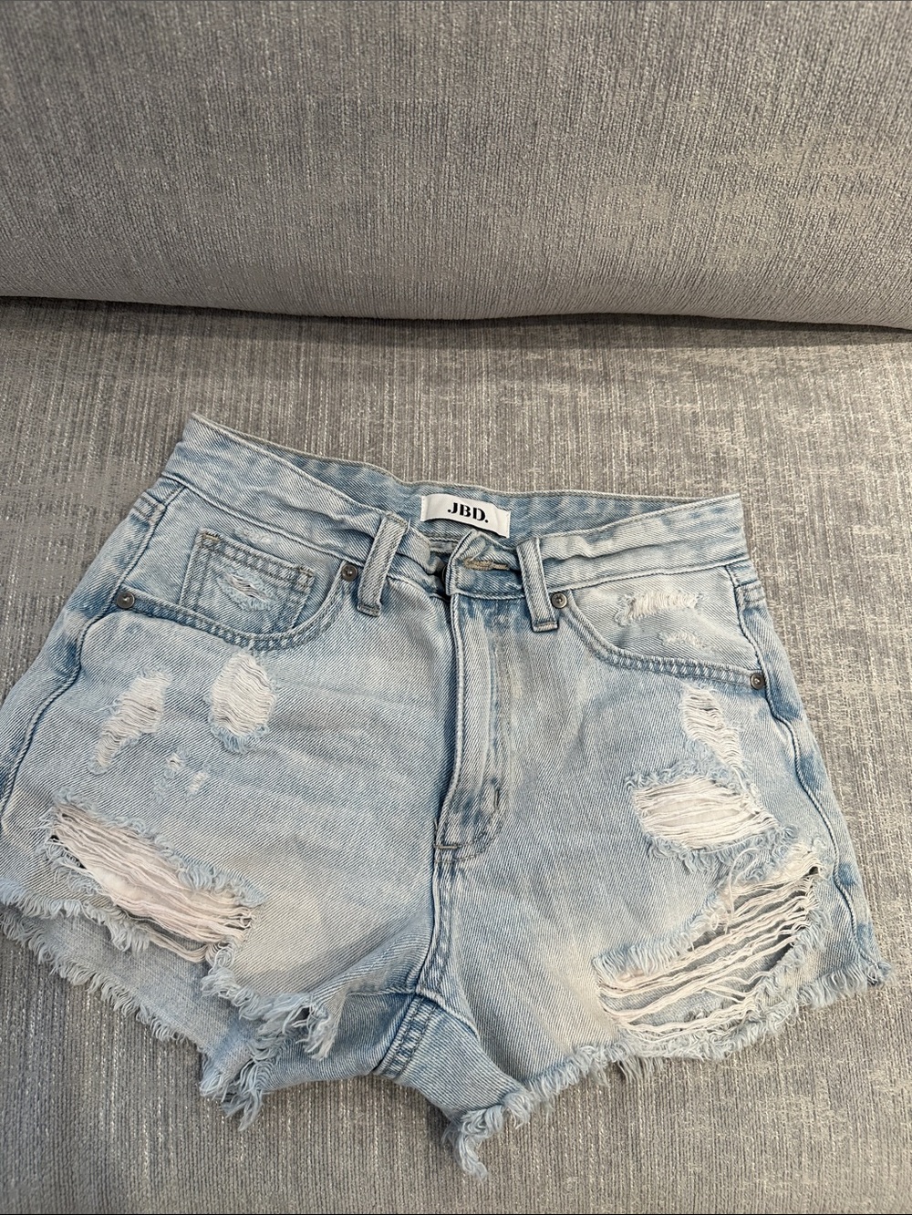 Just Black Light Blue Distressed Denim Shorts